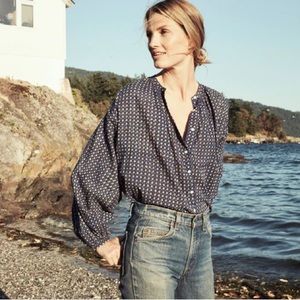 DÔEN Jane blouse // dark navy combo block print